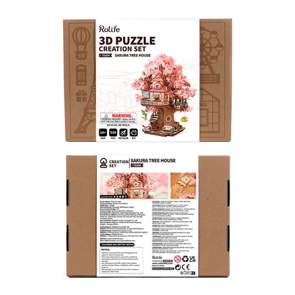 Rolife - Cseresznyevirágos lombház Robotime 535 darabos kirakó puzzle (RO-TGS04) - puzzlegarden
