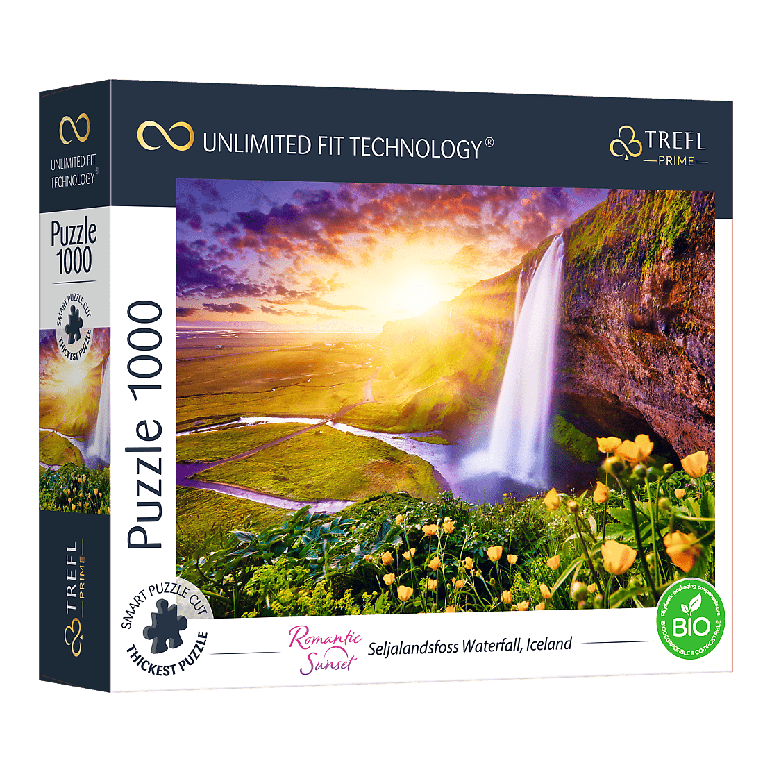 Romantikus Naplemente: Seljalandsfoss Vízesés, Izland Trefl 1000 darabos kirakó puzzle (TR-10756) - puzzlegarden