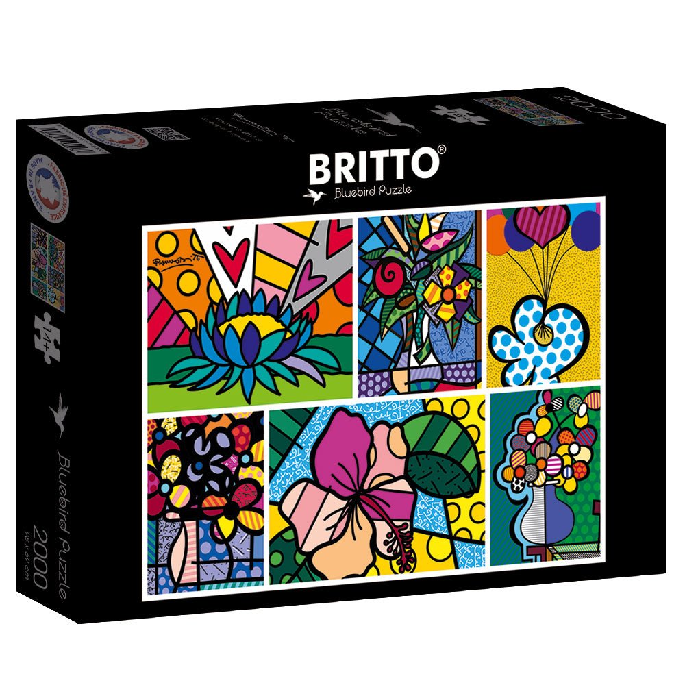 Romero Britto - Virág Kollázs Bluebird 2000 darabos kirakó puzzle (BB-F-90023 3663384900235) - puzzlegarden