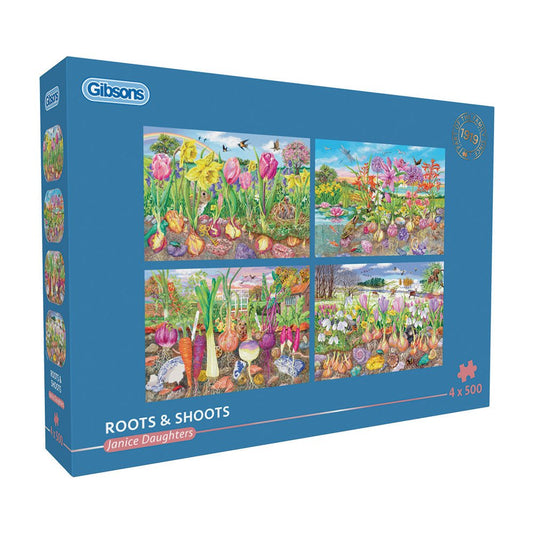 Gyökerek és hajtások - 4x500 Gibsons 500 darabos kirakó puzzle (G - G5066) - puzzlegarden