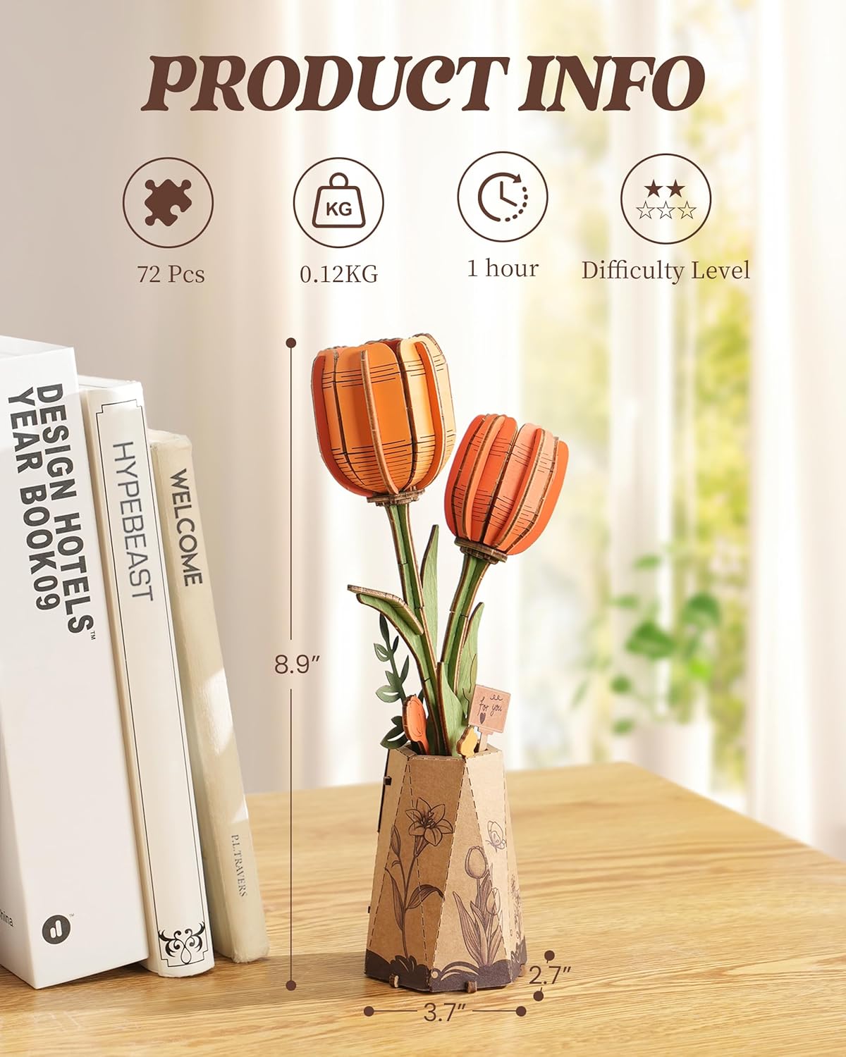 Rowood - Narancssárga Tulipán Robotime 76 darabos kirakó puzzle (RO - TW081) - puzzlegarden