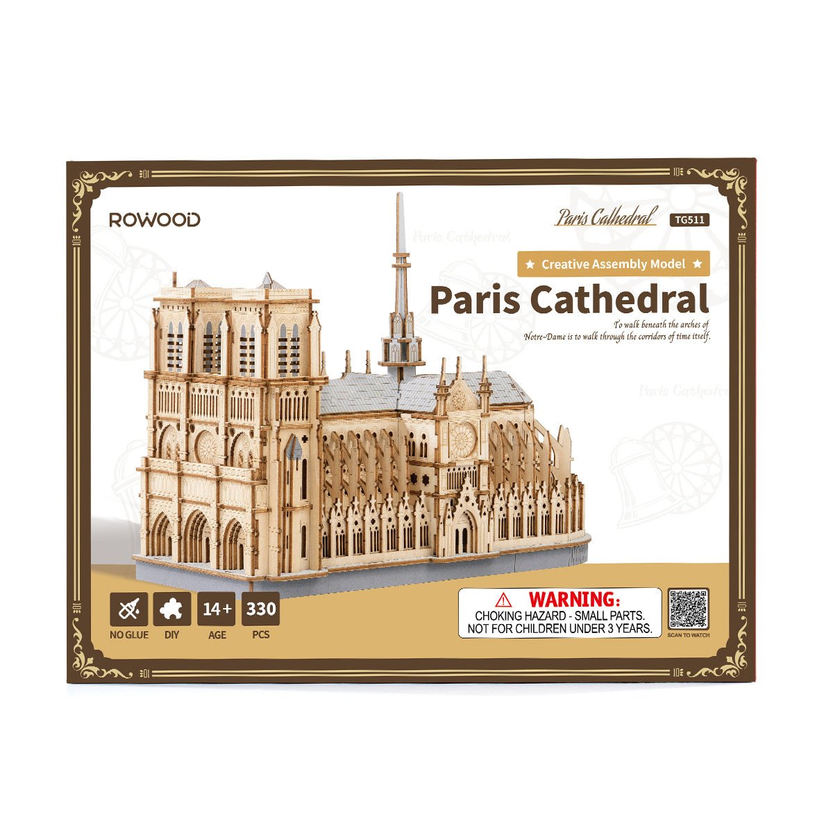 Rowood - Párizsi katedrális Robotime 330 darabos kirakó puzzle (RO-TG511) - puzzlegarden