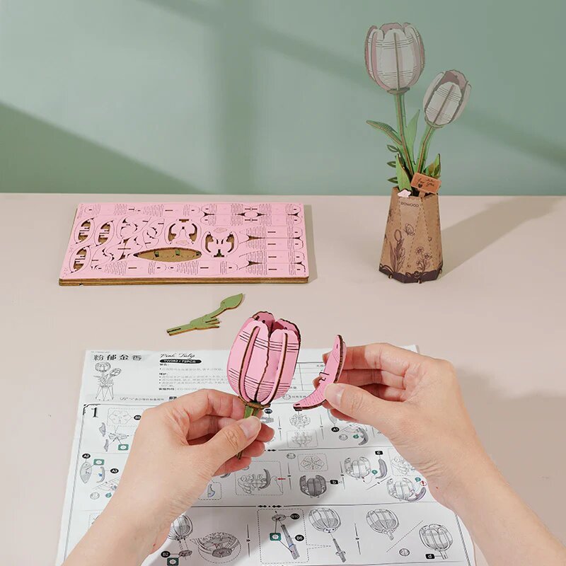 Rowood - Rózsaszín Tulipán Robotime 72 darabos kirakó puzzle (RO - TW082) - puzzlegarden