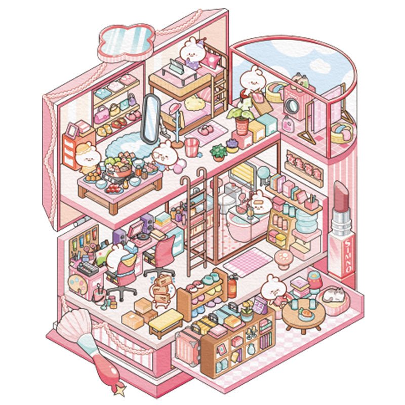 Rózsaszín kollégium - matricajelenet Simno 1 darabos kirakó puzzle (SN-6941776325567) - puzzlegarden