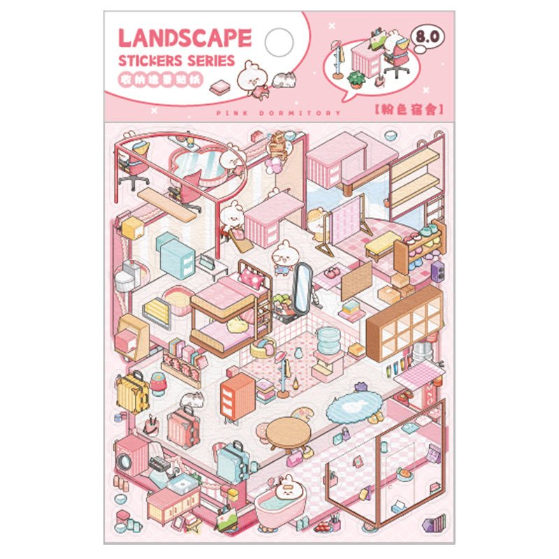 Rózsaszín kollégium - matricajelenet Simno 1 darabos kirakó puzzle (SN-6941776325567) - puzzlegarden