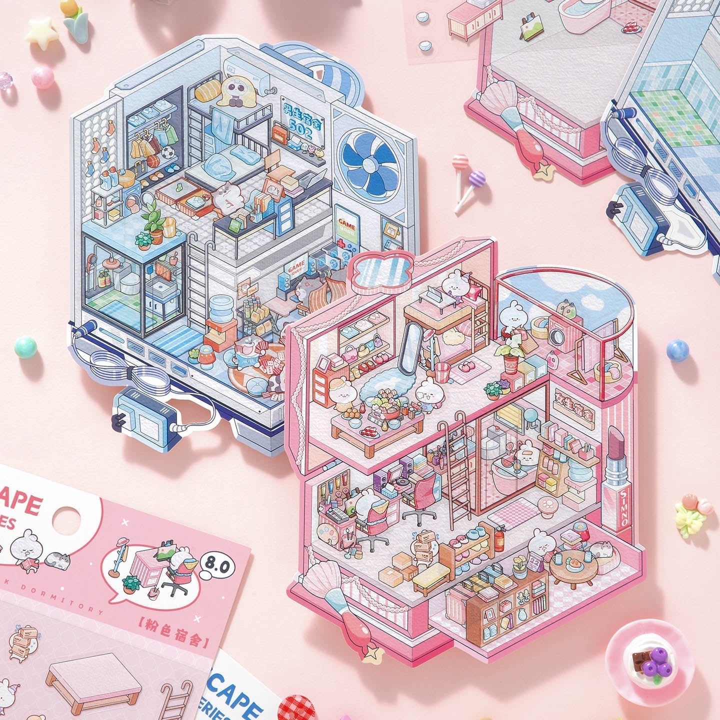 Rózsaszín kollégium - matricajelenet Simno 1 darabos kirakó puzzle (SN-6941776325567) - puzzlegarden