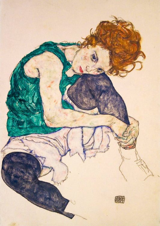 Schiele - Ülő nő felhúzott térddel Bluebird 1000 darabos kirakó puzzle (BB - 60092) - puzzlegarden