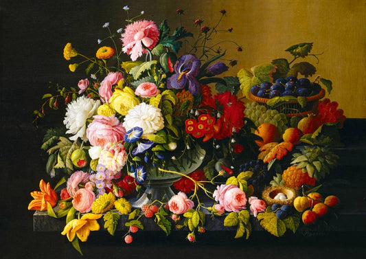 Severin Roesen - Csendélet, virágok és gyümölcs Bluebird 1000 darabos kirakó puzzle (BB-60030 3663384600302) - puzzlegarden