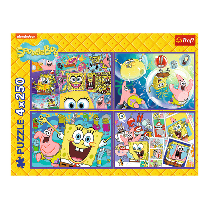 SpongyaBob bolondos világa – 4x250 Trefl 250 darabos kirakó puzzle (TR-13342) - puzzlegarden