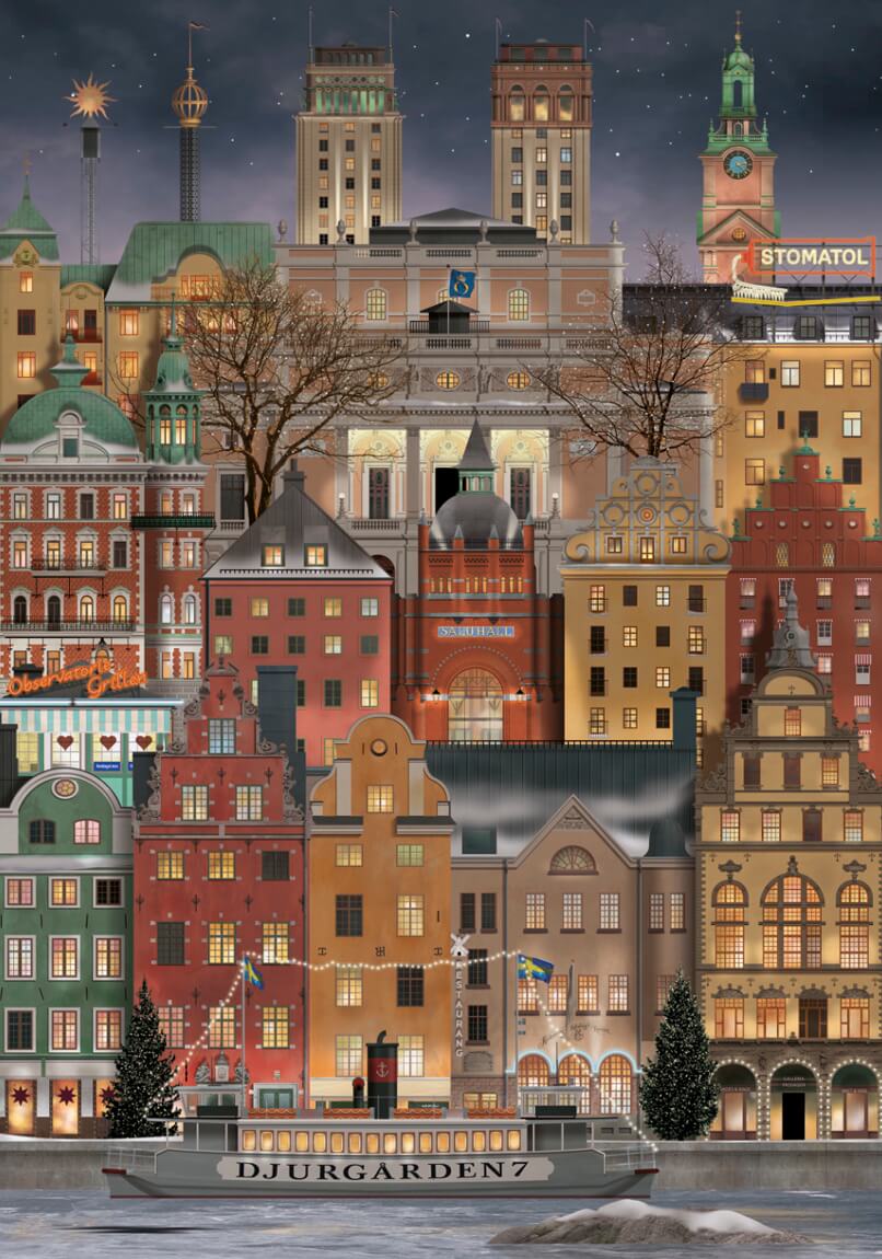 Stockholm karácsonykor – a teljes kirakott motívum