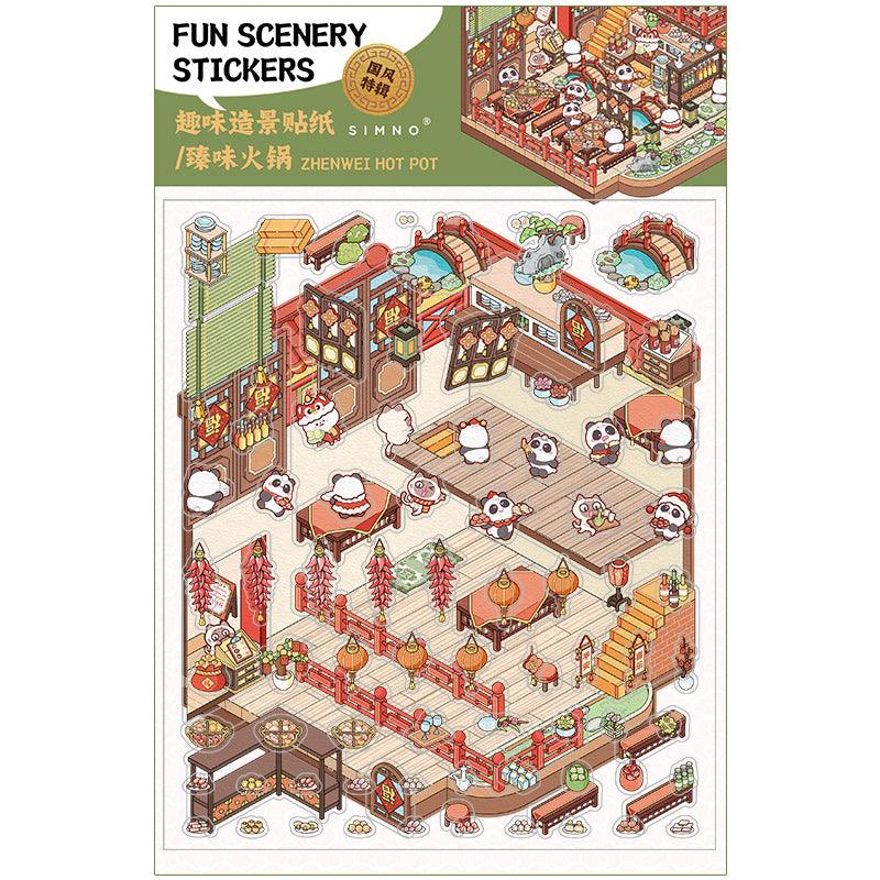 Szecsuáni Hot Pot étterem - matricajelenet Simno 1 darabos kirakó puzzle (SN-6941776321132) - puzzlegarden