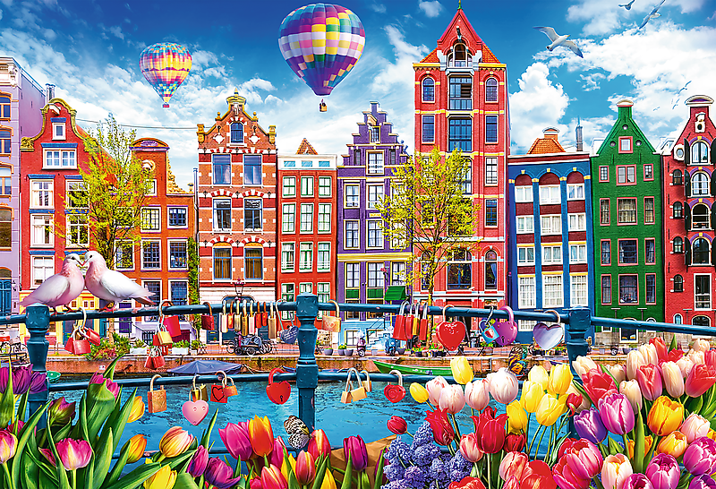 Színes Amszterdam Trefl 1500 darabos kirakó puzzle (TR-26221) - puzzlegarden