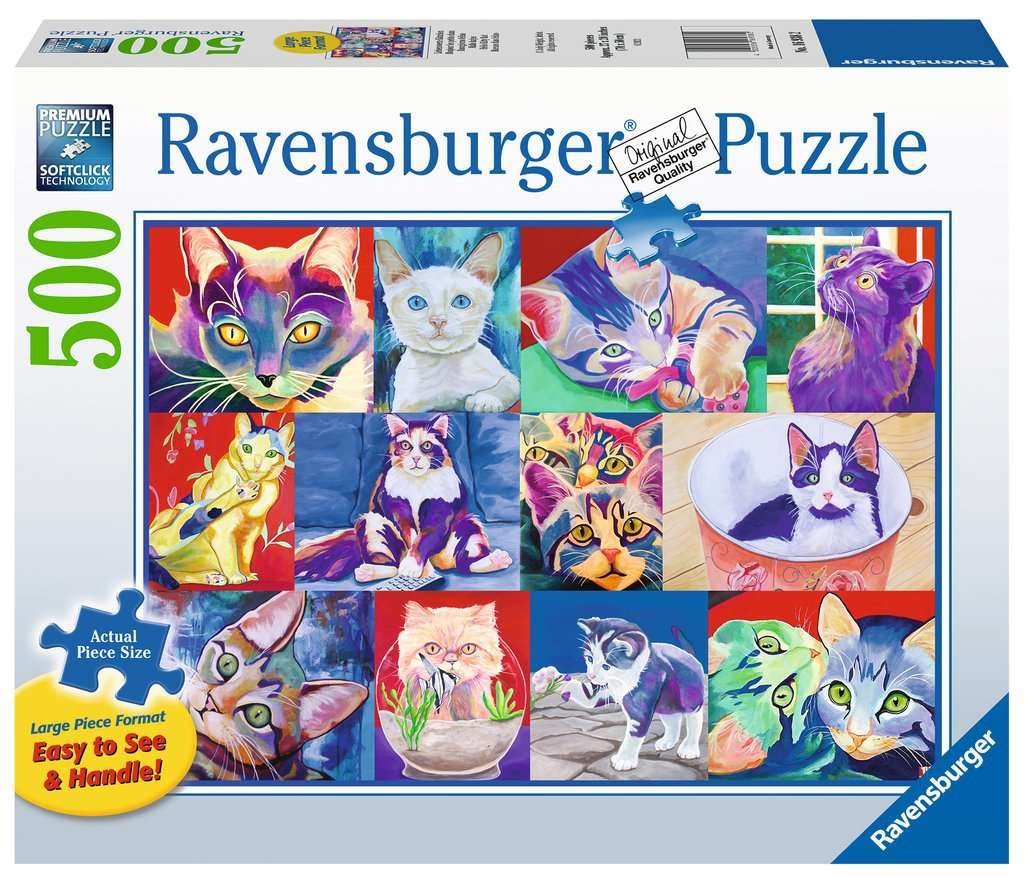 Színes Cicusok - XXL Ravensburger 500 darabos kirakó puzzle (RA-16938 4005556169382) - puzzlegarden