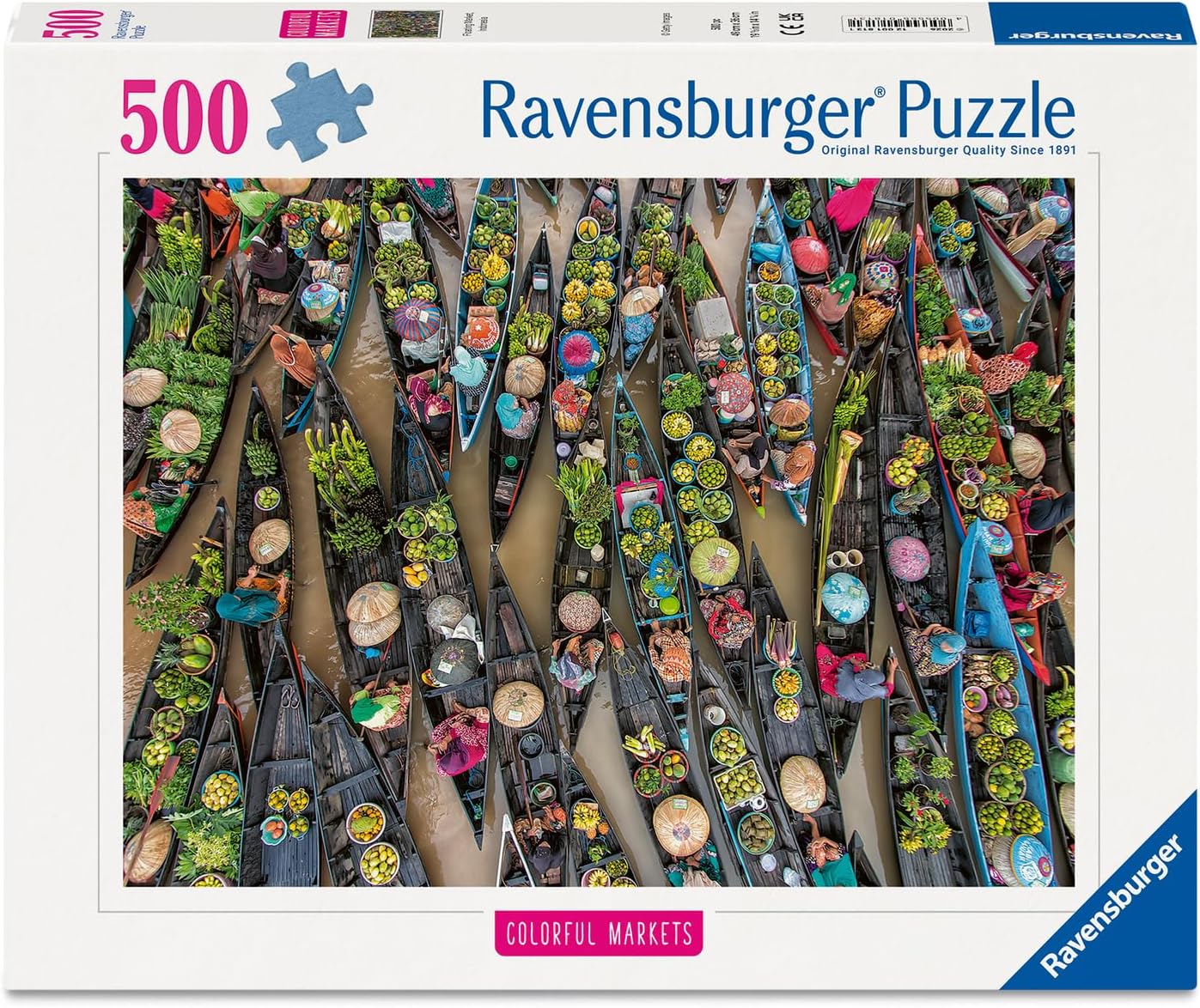 Színes Piacok - Lebegő piac Indonéziában Ravensburger 500 darabos kirakó puzzle (RA-12001813) - puzzlegarden