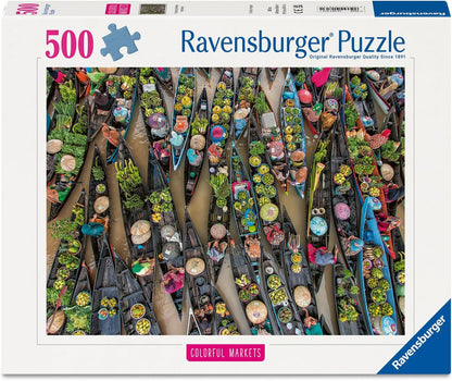 Színes Piacok - Lebegő piac Indonéziában Ravensburger 500 darabos kirakó puzzle (RA-12001813) - puzzlegarden