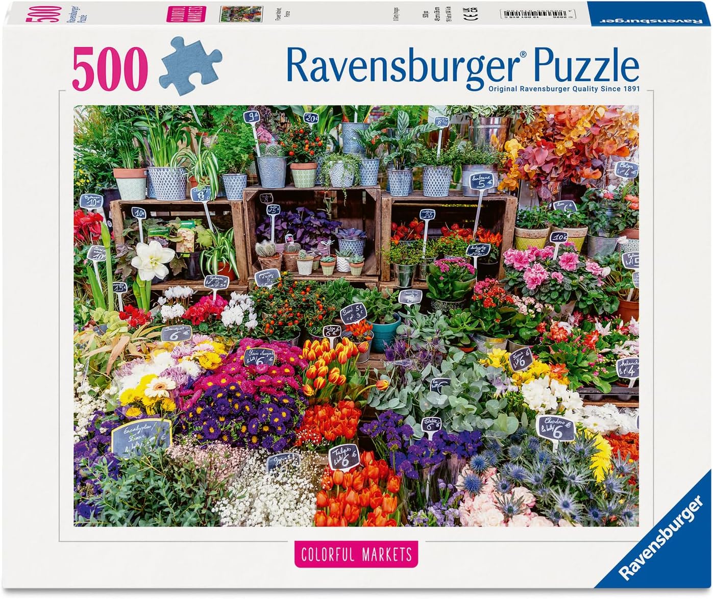 Színes Piacok - Virágpiac Franciaországban Ravensburger 500 darabos kirakó puzzle (RA-12001815) - puzzlegarden