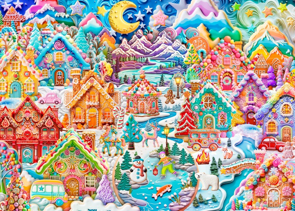 Színes süteményváros éjszaka Alipson 1500 darabos kirakó puzzle (AL - 50137 3770001501376) - puzzlegarden