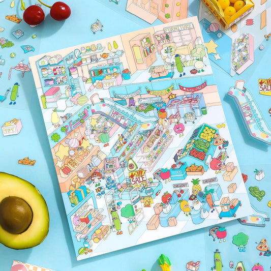 Színes szupermarket - matricajelenet Simno 1 darabos kirakó puzzle (SN-6941776325918) - puzzlegarden