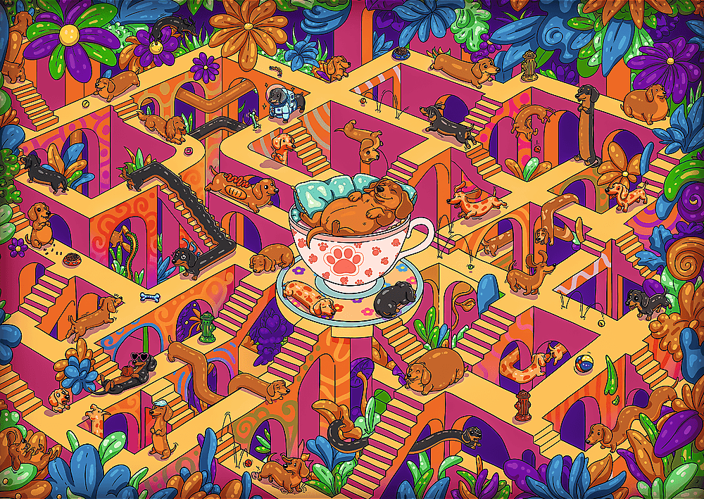 The Impossible Maze: Vidám tacskók Trefl 500 darabos kirakó puzzle (TR-37630) - puzzlegarden