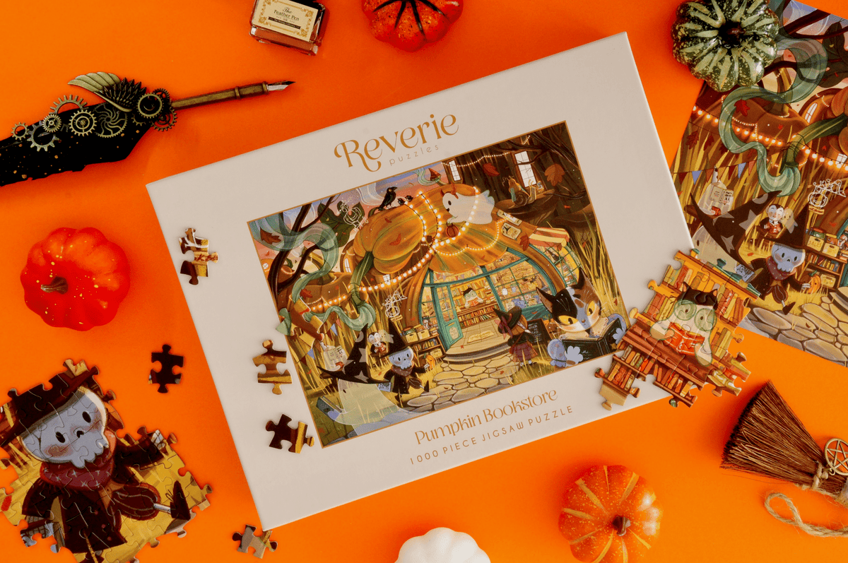 Töklámpás könyvesbolt Reverie 1000 darabos kirakó puzzle (RE-PB1000MB) - puzzlegarden
