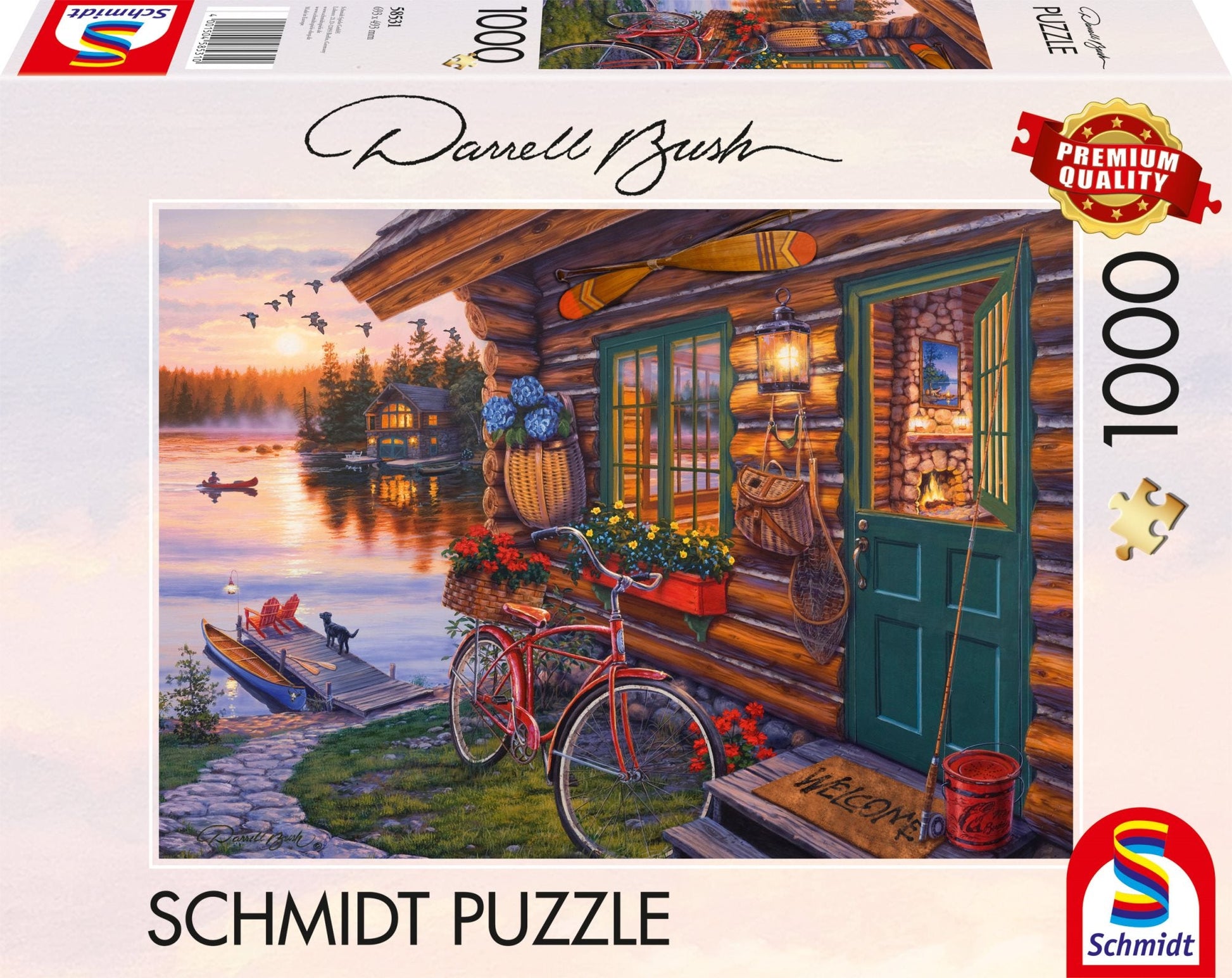 Tóparti kunyhó kerékpárral Schmidt 1000 darabos kirakó puzzle (SCH-58531 4001504585310) - puzzlegarden