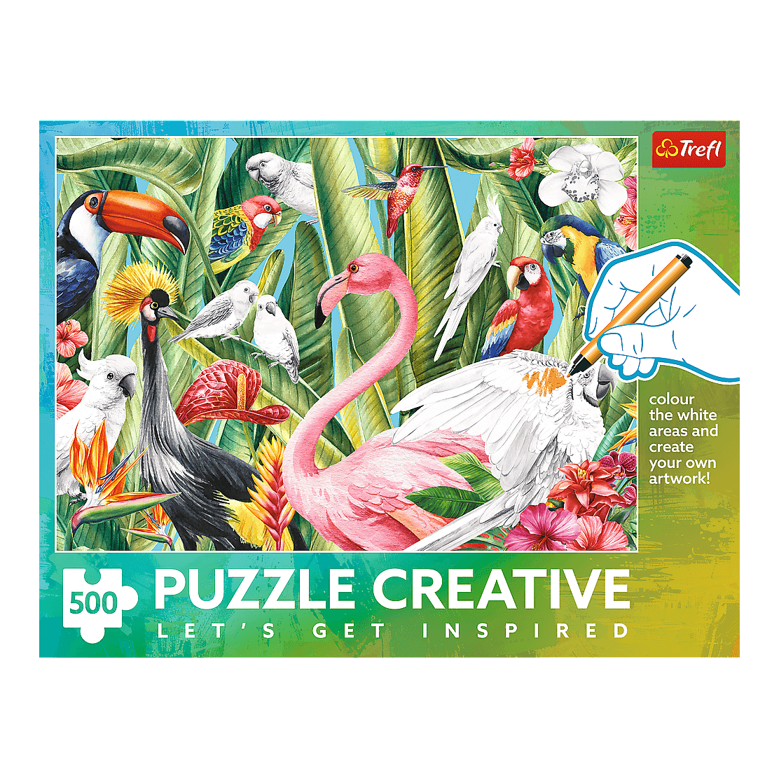 Trópusi madarak - színező kirakó Trefl 500 darabos kirakó puzzle (TR-37564) - puzzlegarden