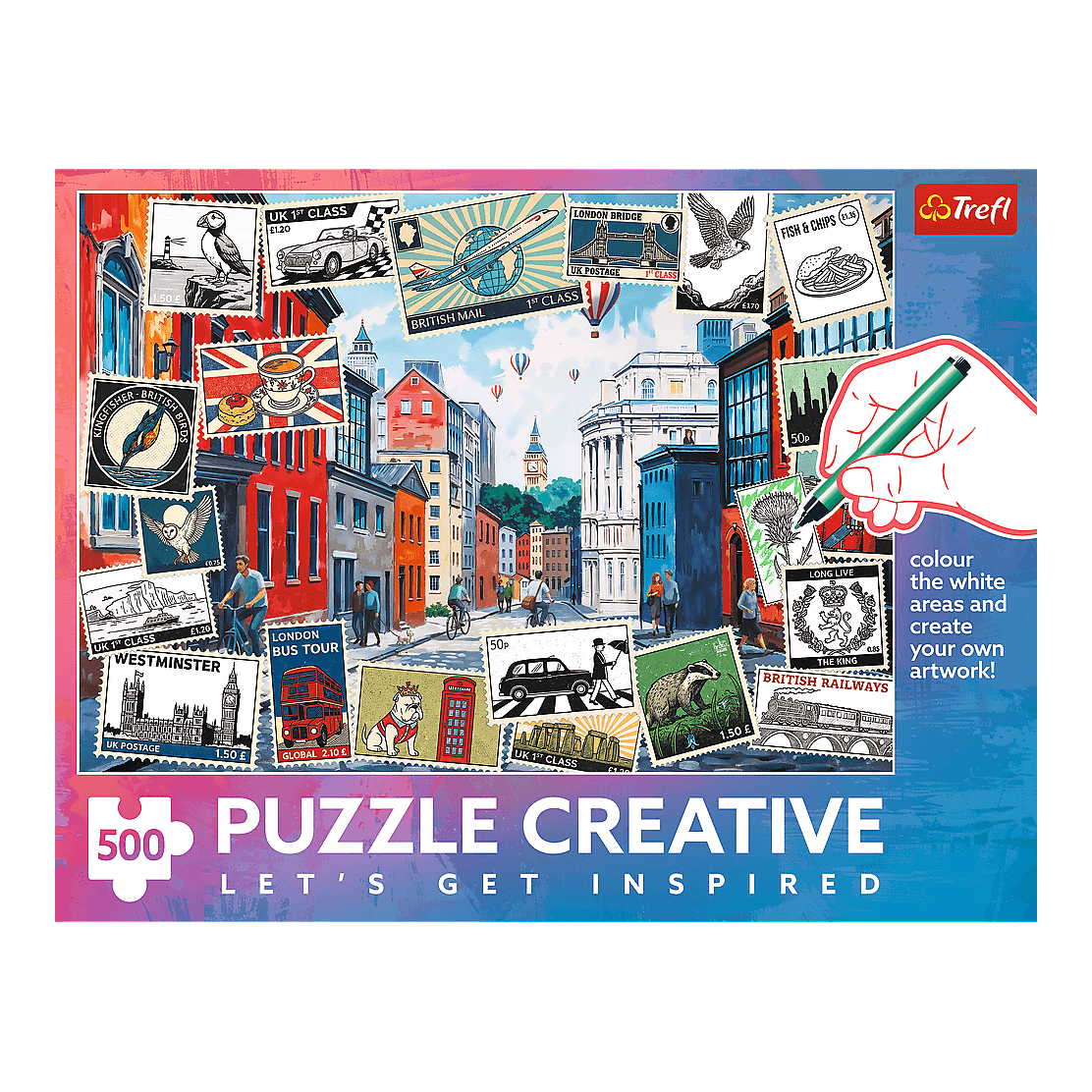 Üdvözlet Londonból - színező kirakó Trefl 500 darabos kirakó puzzle (TR-37563) - puzzlegarden