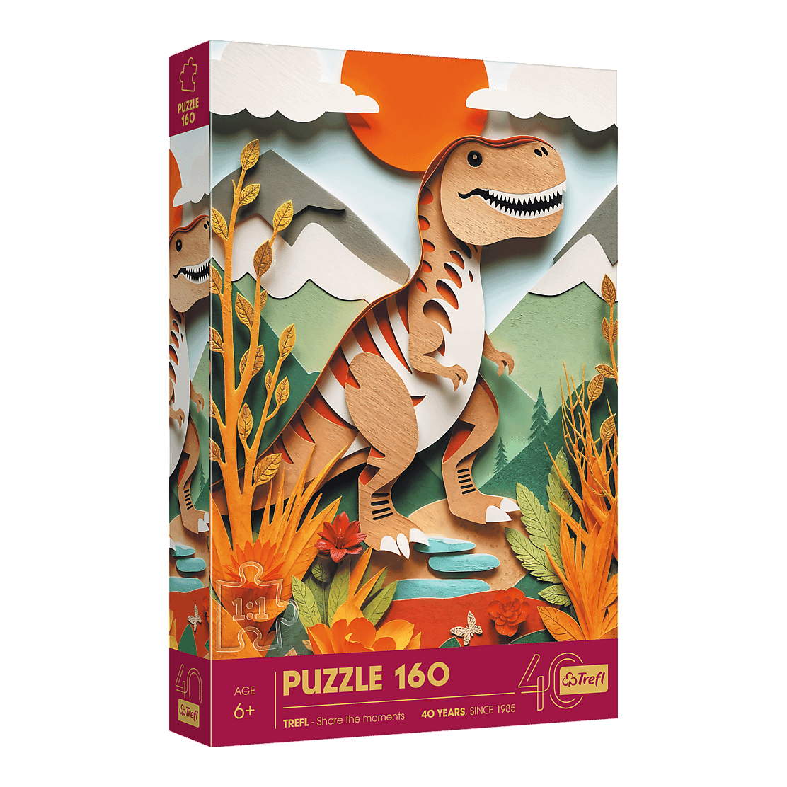 Trefl 40 Éves Jubileum – Papírművészet: Dinoszaurusz Trefl 160 darabos kirakó puzzle (TR-40048) - puzzlegarden