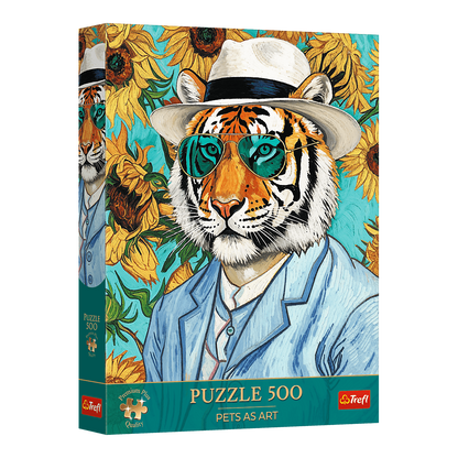 Pets as Art: Tigris úr és a napraforgók – a kirakó doboza