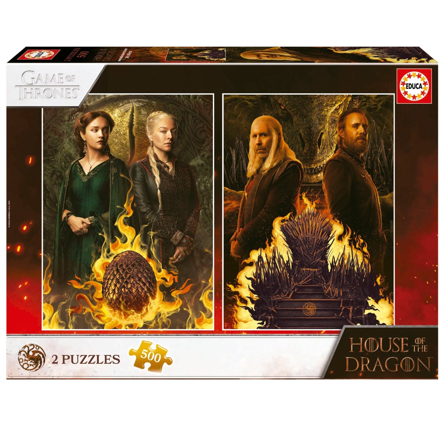 Trónok Harca - A Sárkányok Háza - Targaryen és Hightower 2x500 Educa 2x500 darabos kirakó puzzle (ED-19573 8412668195738) - puzzlegarden