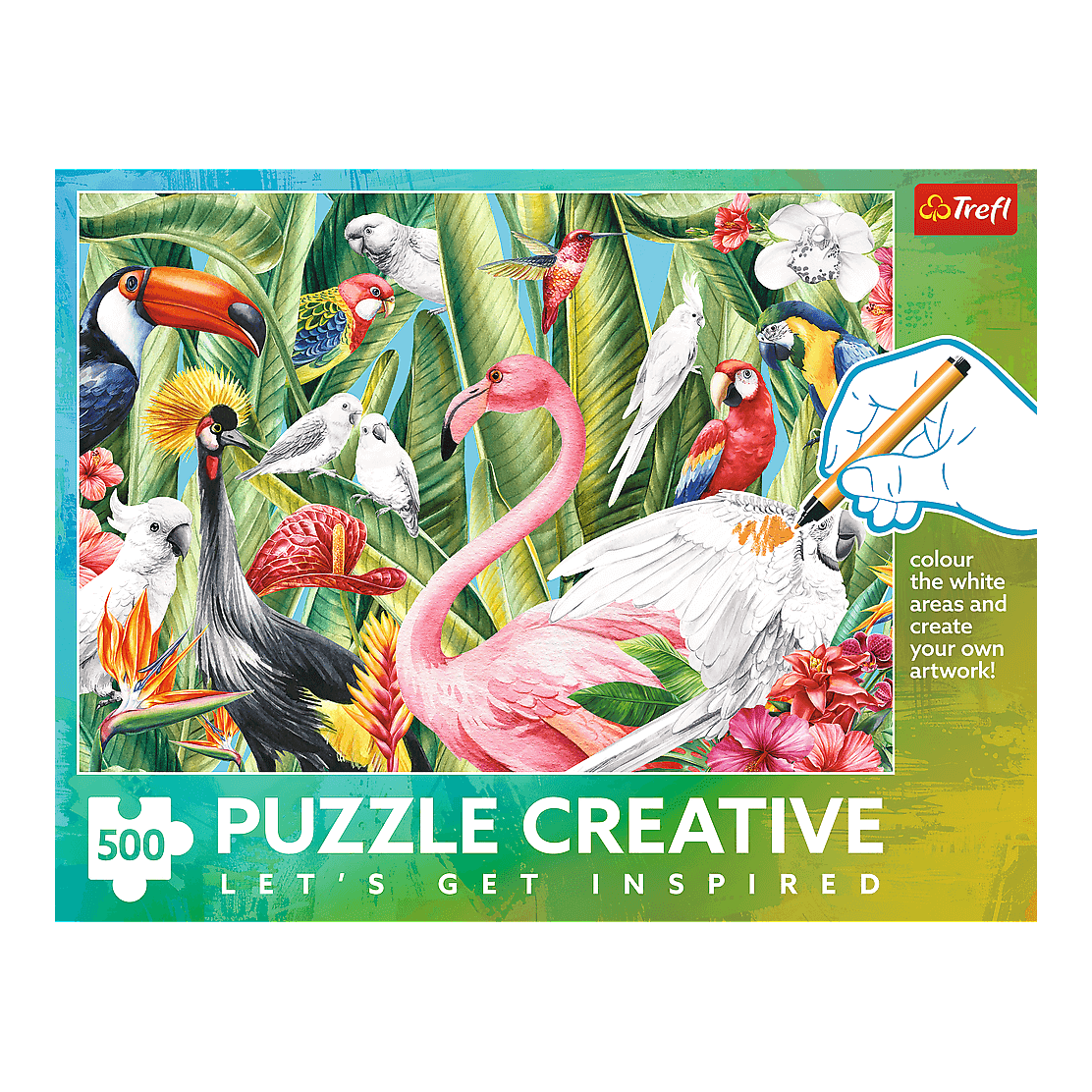 Trópusi madarak - színező kirakó Trefl 500 darabos kirakó puzzle (TR-37564) - puzzlegarden