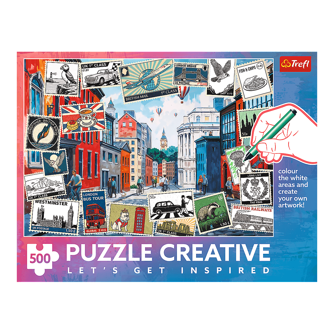 Üdvözlet Londonból - színező kirakó Trefl 500 darabos kirakó puzzle (TR-37563) - puzzlegarden