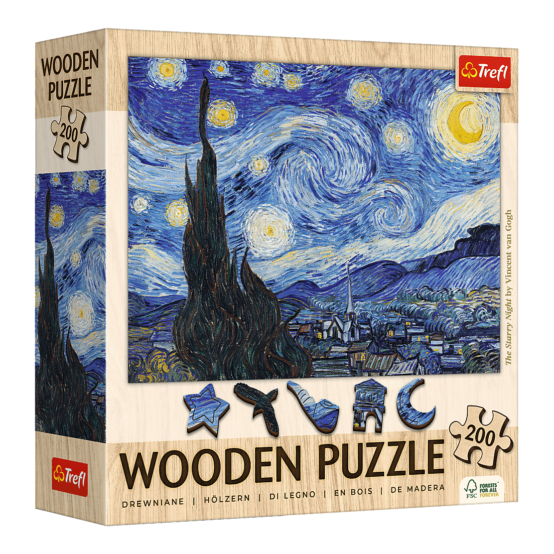 Van Gogh - Csillagos Éj - FA Kirakó! Trefl 200 darabos kirakó puzzle (TR-20248) - puzzlegarden