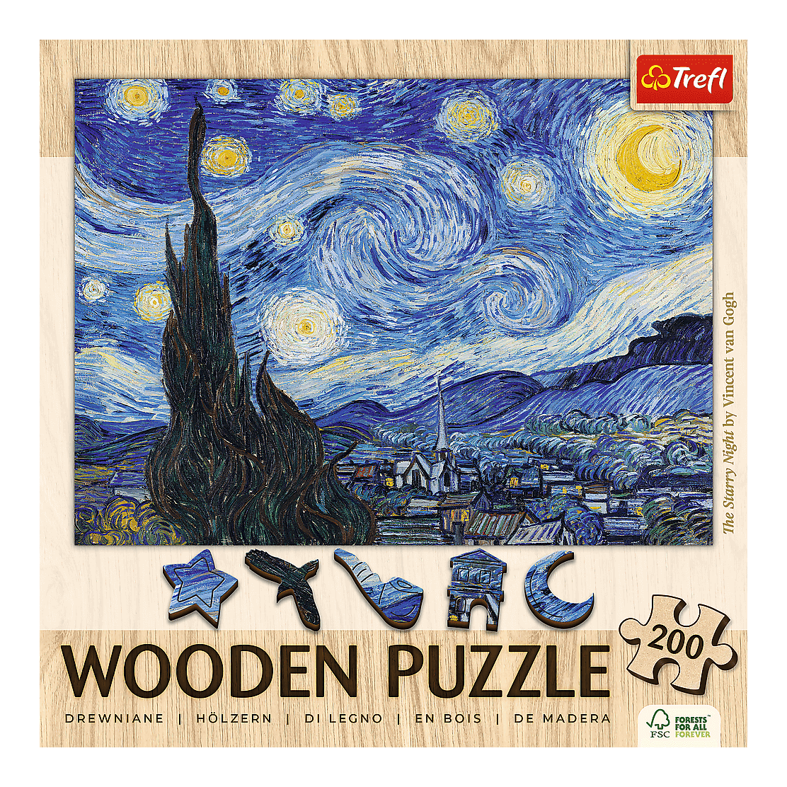 Van Gogh - Csillagos Éj - FA Kirakó! Trefl 200 darabos kirakó puzzle (TR-20248) - puzzlegarden