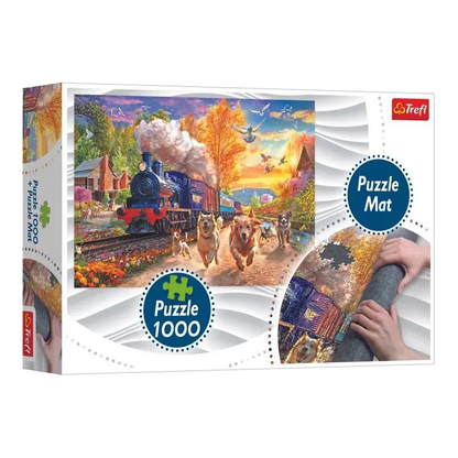 Verseny a vonattal + puzzle szőnyeg Trefl 1000 darabos kirakó puzzle (TR-94069) - puzzlegarden
