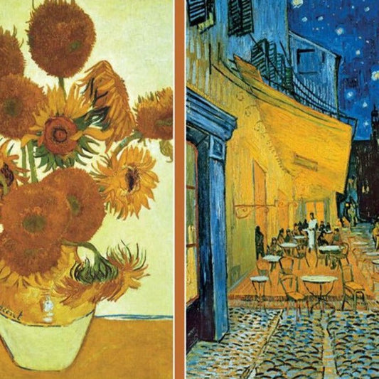 Vincent Van Gogh - Napraforgók + Éjjeli kávézó 2x1000 Educa 2x1000 darabos kirakó puzzle (ED-18491 8412668184916) - puzzlegarden