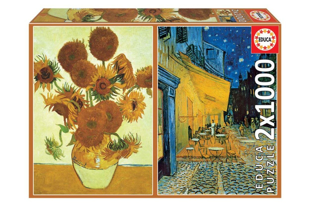 Vincent Van Gogh - Napraforgók + Éjjeli kávézó 2x1000 Educa 2x1000 darabos kirakó puzzle (ED-18491 8412668184916) - puzzlegarden