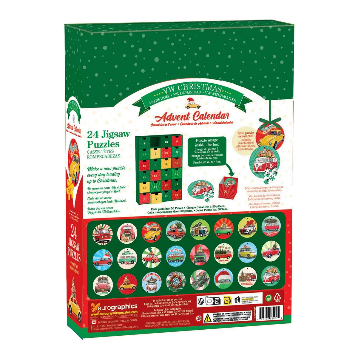 VW karácsony – puzzle adventi naptár Eurographics 24x50 darabos kirakó puzzle (EUR-8924-6062) - puzzlegarden