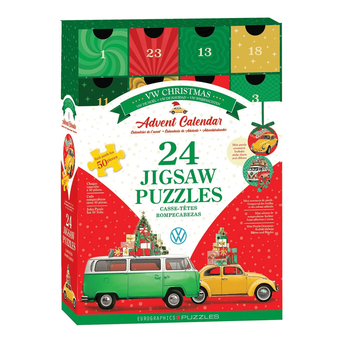 VW karácsony – puzzle adventi naptár Eurographics 24x50 darabos kirakó puzzle (EUR-8924-6062) - puzzlegarden