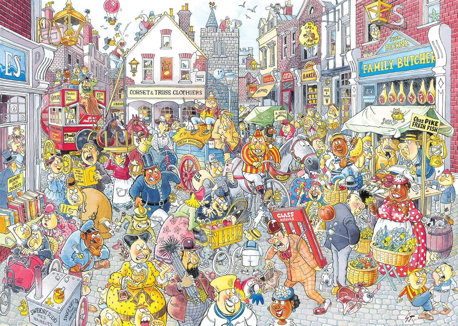 Wasgij Retro Destiny 10 – Főutcai felfordulás! Jumbo 1000 darabos kirakó puzzle (JU-1110100802) - puzzlegarden