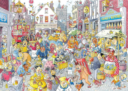 Wasgij Retro Destiny 10 – Főutcai felfordulás! Jumbo 1000 darabos kirakó puzzle (JU-1110100802) - puzzlegarden