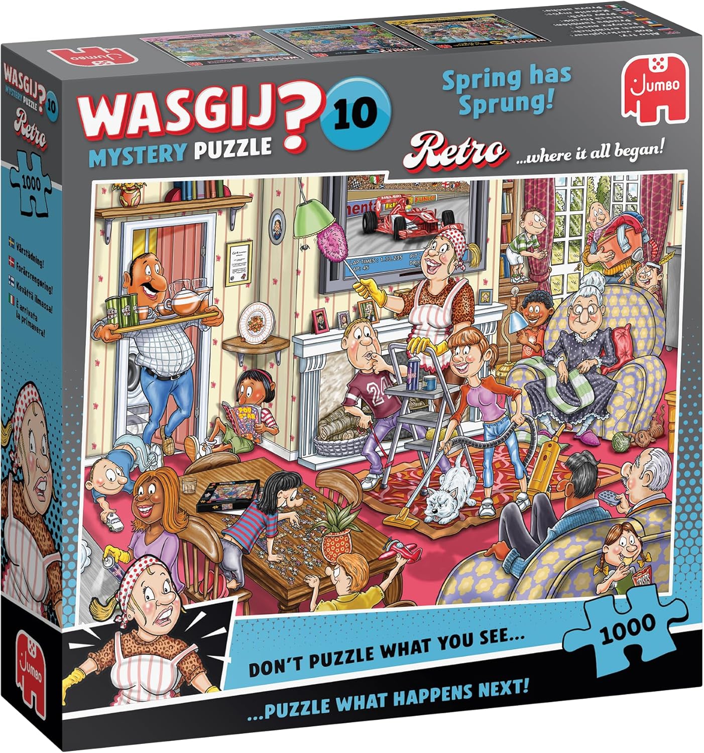 Wasgij Retro Mystery 10 – Itt a tavaszi nagytakarítás! Jumbo 1000 darabos kirakó puzzle (JU-1110100801) - puzzlegarden