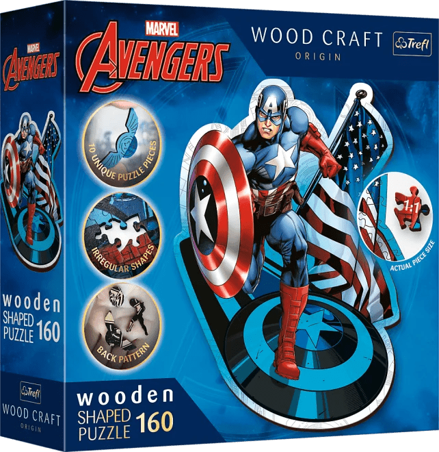 Fearless Captain America 160 darabos Trefl Wood Craft puzzle kirakó (20194)