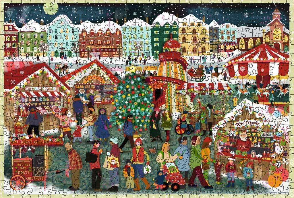 WOODEN - Karácsonyi Vásár - FA kirakó! Ravensburger 500 darabos kirakó puzzle (RA-12001539) - puzzlegarden