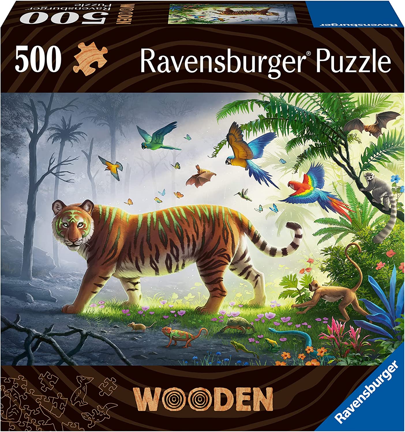 WOODEN - Tigris-dzsungel - FA kirakó! Ravensburger 500 darabos kirakó puzzle (RA-17514 4005556175147) - puzzlegarden