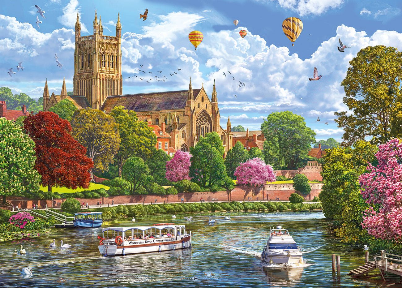 Worcester a folyó felől Gibsons 1000 darabos kirakó puzzle (G-G6454) - puzzlegarden